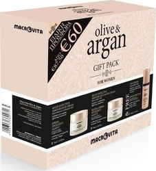 Macrovita Set Olive/Argan Κρέμα Προσώπου (Μικτές), Μάσκα Προσώπου & Κρέμα Ματιών