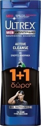 Ultrex Ανδρικό Σαμπουάν Active Cleanse 400ml x2