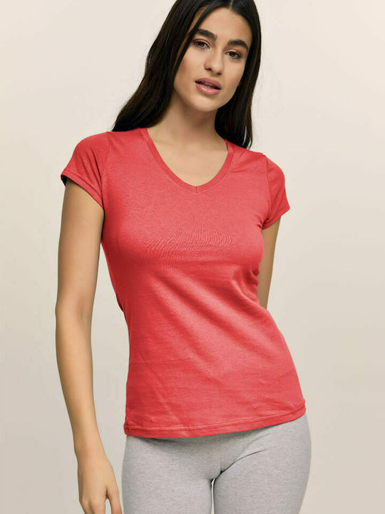Bodymove 614-04 Women's Sport T-shirt with V Neckline Pink 614-3
