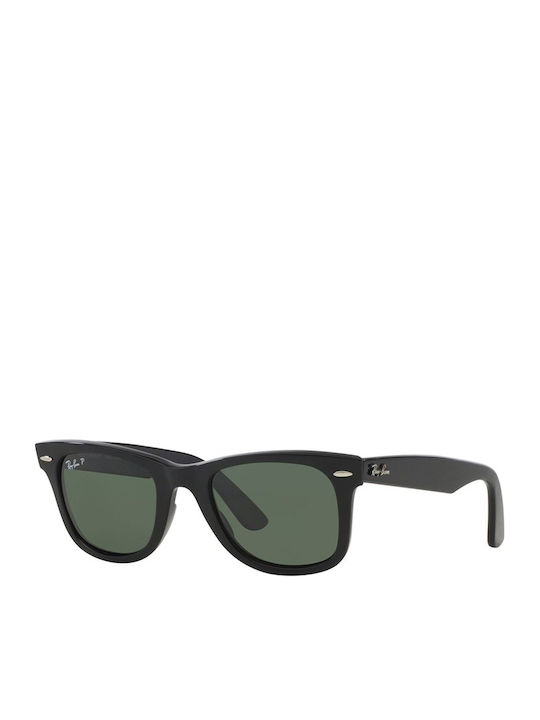 Ray Ban Wayfarer Sunglasses with Black Plastic Frame and Green Polarized Lens RB2140 901/58