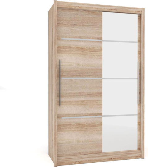 Ilona Δίφυλλη Ντουλάπα Συρόμενη με Καθρέπτη 130x61x215cm
