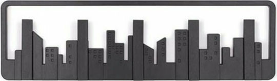 Industrial Wall Shelf Hook City Πλαστική Μαύρη 5 Θέσεων 49.5x2.8x14.5cm