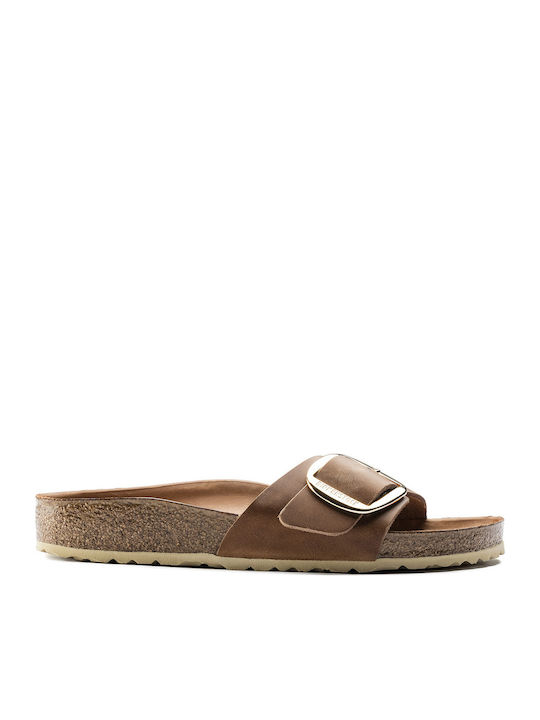 Birkenstock Madrid Big Buckle Geöltes Leder Anatomische Sandalen Cognac