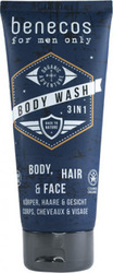 Benecos Men's 3 in 1 Hair, Body & Face Wash 200ml