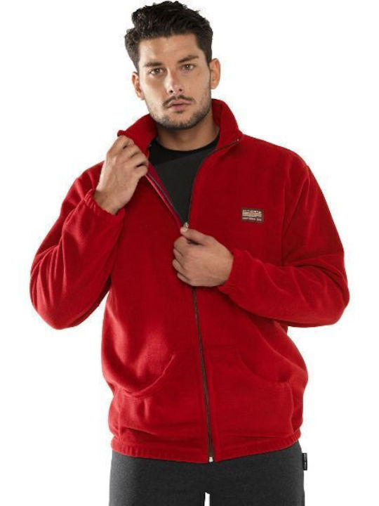 Bodymove Men's Fleece Cardigan with Zipper Red