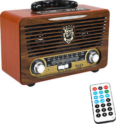 Meier M-U115 Retro Tabletop Radio Rechargeable with Bluetooth and USB Brown