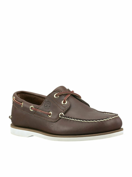 Timberland 2 Eye Men's Leather Boat Shoes Brown