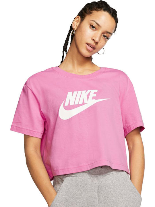 Nike Essential Women's Sport Cotton Blouse Short Sleeve Fuchsia BV6175-693