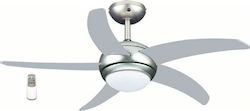 Primo PRCF-80425 Ceiling Fan 110cm with Light and Remote Control Silver