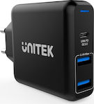 Unitek 2x USB / 1x USB-C Wall Adapter Μαύρο (P1102A)