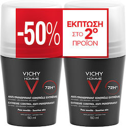 Vichy Homme Extreme Control Deodorant 72h sub formă de Roll-On 2x50ml