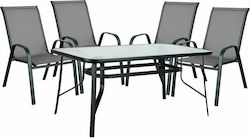 Garten- und Outdoor-Möbelsets Typsatz 5 Stück Schwarz/Grau