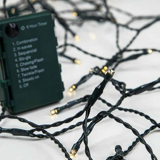 96 Λαμπάκια LED 9.5μ. Θερμό Λευκό Μπαταρίας σε Σειρά