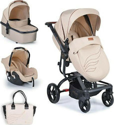 Cangaroo Ellada 3 in 1 Adjustable 3 in 1 Baby Stroller Suitable for Newborn Beige 15kg