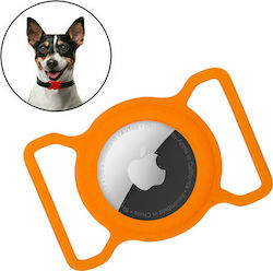 Hurtel Flexible Cover Silicone Pet Collar Case for AirTag Orange