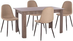 Dining Room 5pcs Sonoma / Beige 140x80cm
