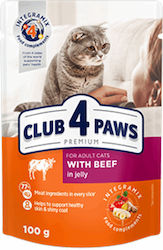 Club 4 Paws Nasses Katzenfutter für Katze in Beutel mit Rindfleisch 100gr