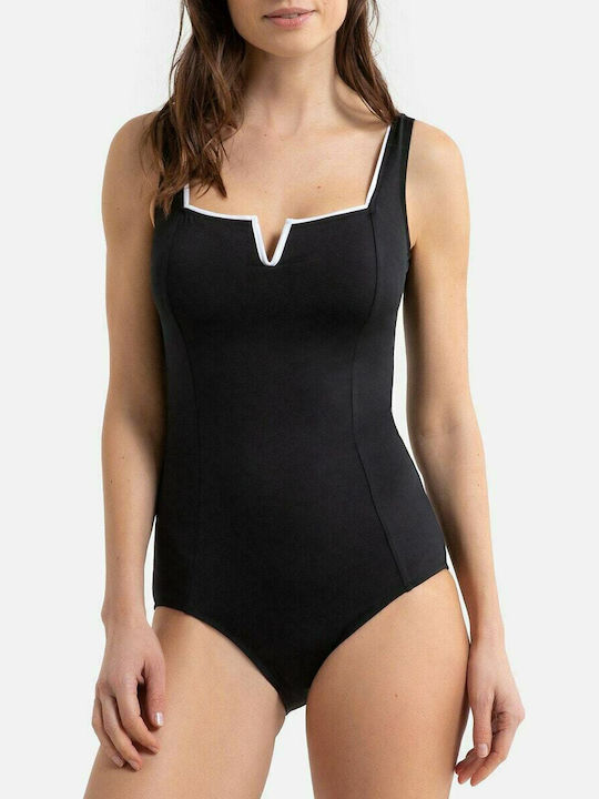 Anne Weyburn Wide Strap Swimsuit Black