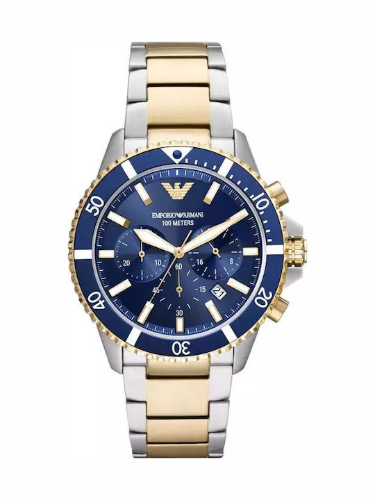 Emporio Armani Diver Ρολόι Μπαταρίας με Μεταλλικό Μπρασελέ
