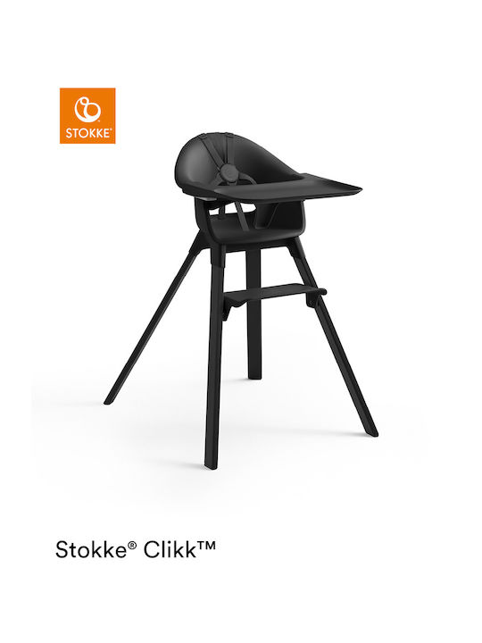Stokke Clikk Комплект за хранене на бебета с Дървена Конструкция & Пластмасова Седалка Midnight Black