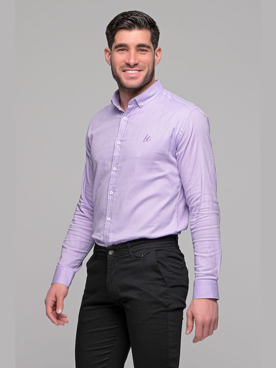 Ben Tailor Men's Shirt with Long Sleeves Slim Fit Lilac