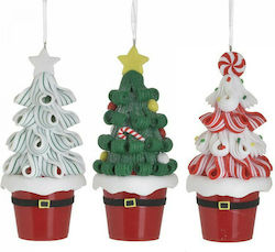 Set Christmas Tree Ornaments Ceramic 7x7cm 6 Pieces Various Designs or Colors