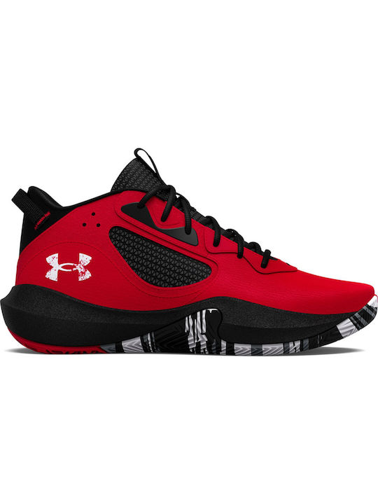 Under Armour Lockdown 6 Висока Баскетболни обувки Червено / Черно / Бяло