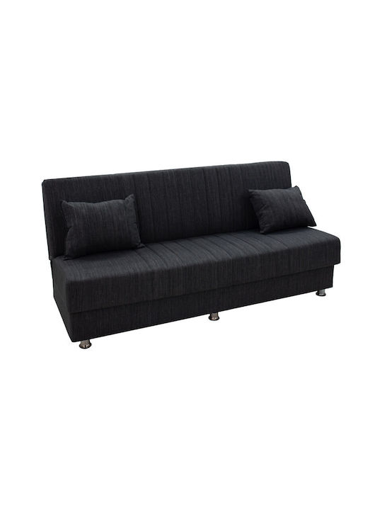 Romina Three-Seater Fabric Sofa Bed with Storage Space Charcoal 180x75cm