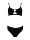 Famous Shoes Set Bikini Μπουστάκι Ψηλόμεσο Μαύρο CP20284P BLACK