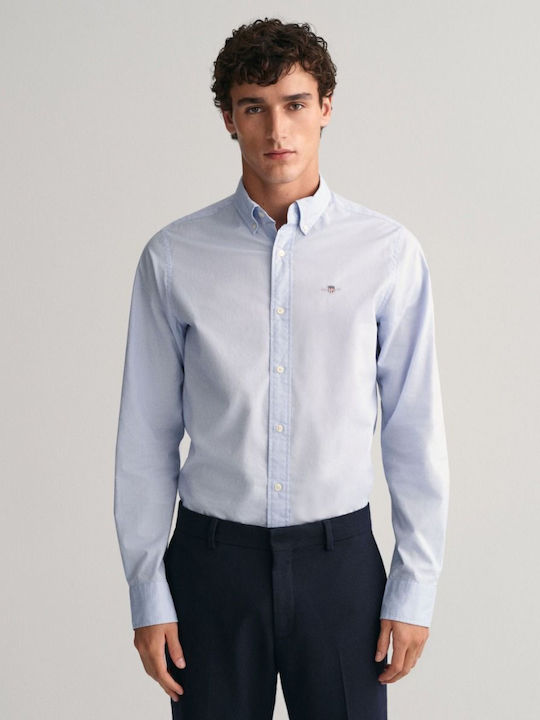 Gant Men's Shirt with Long Sleeves Regular Fit Light Blue
