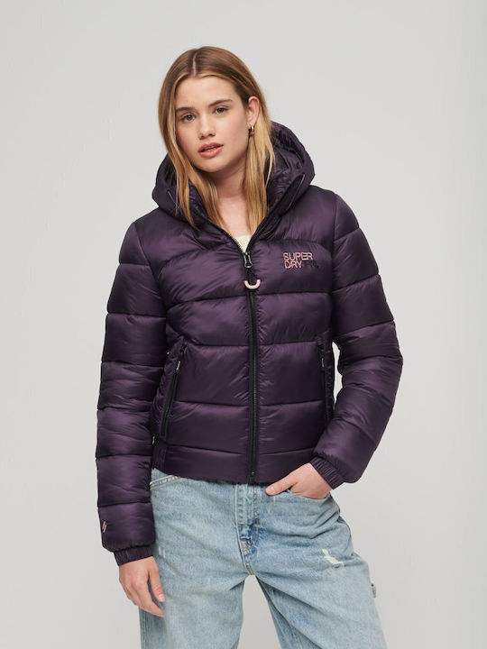 Superdry Women's Short Sports Jacket for Winter Purple