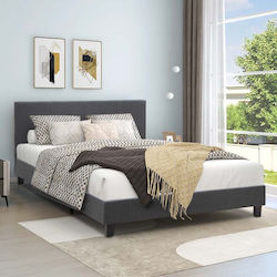 Flat Κρεβάτι Υπέρδιπλο για Στρώμα 160x200cm Ανθρακί