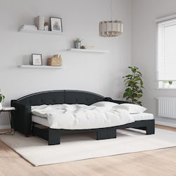 Καναπές Κρεβάτι Υπέρδιπλο με Στρώμα 160x200cm Μαύρο