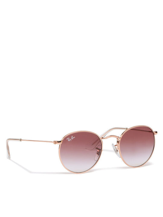 Ray Ban Sunglasses with Rose Gold Metal Frame and Red Gradient Lenses