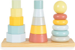 Tooky Toys Παιχνίδι Στοίβαξης Πύργος Σχήματος από Ξύλο για 12+ Μηνών
