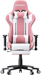 Oneray D0921F Artificial Leather Gaming Chair with Footrest Pink