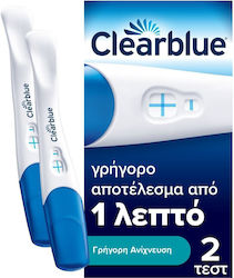 Clearblue Τεστ Εγκυμοσύνης Γρήγορης Ανίχνευσης μετά από 1 Λεπτό 2τμχ