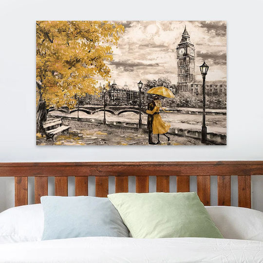Megapap Big Ben And Yellow Leaves σε Καμβά 125x80 cm