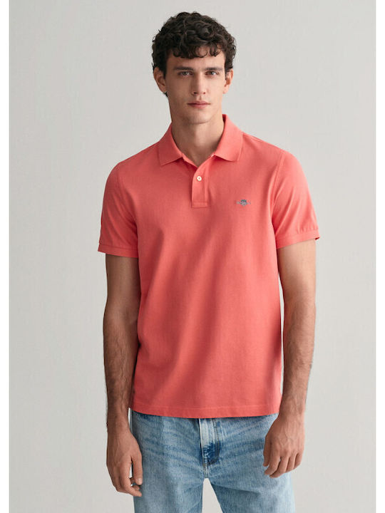 Gant Bluza pentru bărbați cu mâneci scurte Polo Roz