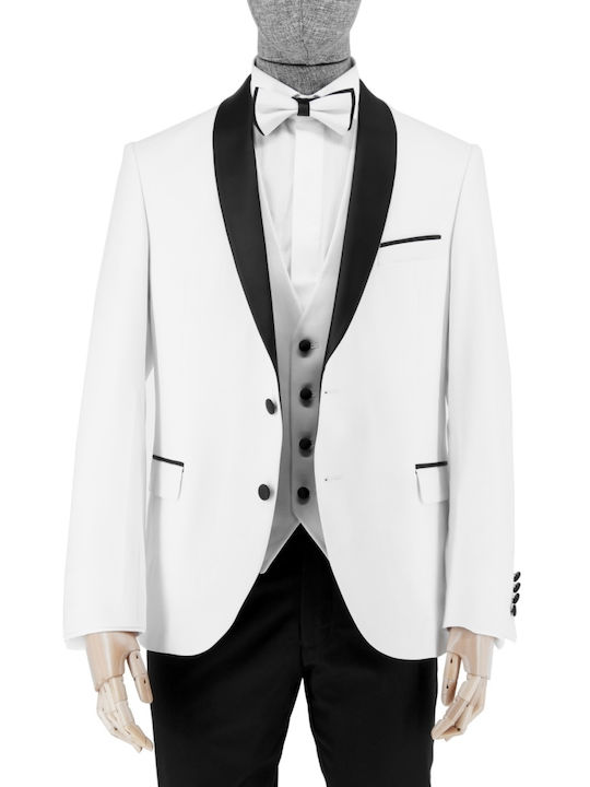 Makis Tselios Fashion Men's Suit with Vest Blackwhite