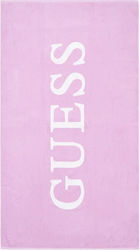 Guess Logo Πετσέτα Θαλάσσης Βαμβακερή Λιλά 100x180εκ.