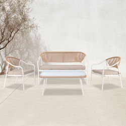 Garten- und Outdoor-Möbelsets Wohnbereich Typsatz 4 Stück Weiß