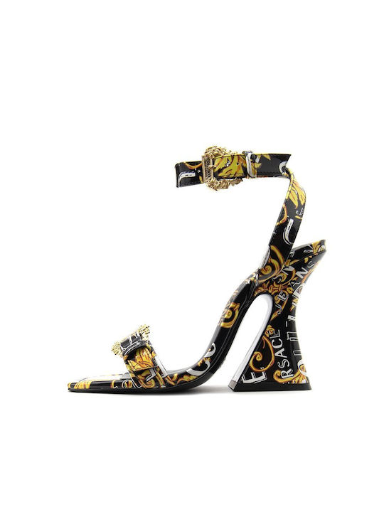 Versace Дамски сандали от Велур в Жълт Цвят