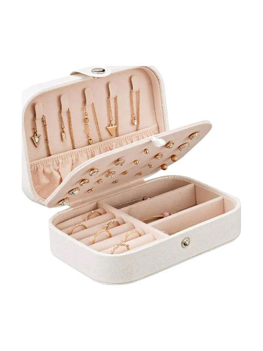 Metallic White Jewellery Box 16x11x5cm