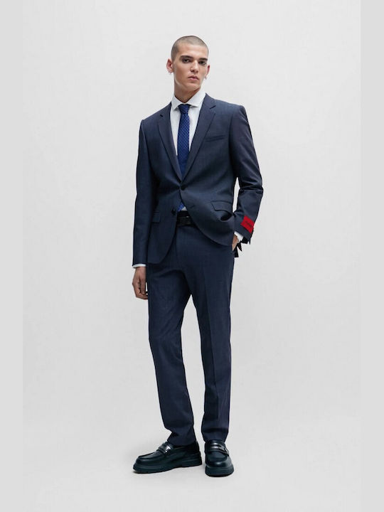 Hugo Boss Ανδρικό Κοστούμι με Στενή Εφαρμογή Μπλε Σκούρο