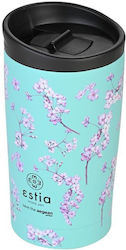Estia Save Aegean Glass Thermos Stainless Steel BPA Free Blossom Green 350ml