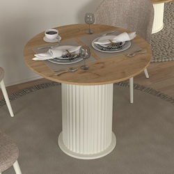 Bohema Στρογγυλό Τραπεζαρίας Ivory - Sepet Oak 90x90x77.7εκ.