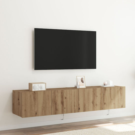 Έπιπλο TV Επιτοίχιο με Φωτισμό Led Μπεζ 80x35x31εκ.