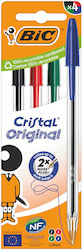 BIC Cristal Original Στυλό Ballpoint 4τμχ (Διάφορα Χρώματα)