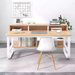 Γραφείο Evrepy 100x60x73εκ. Oak-λευκό Μέταλλο